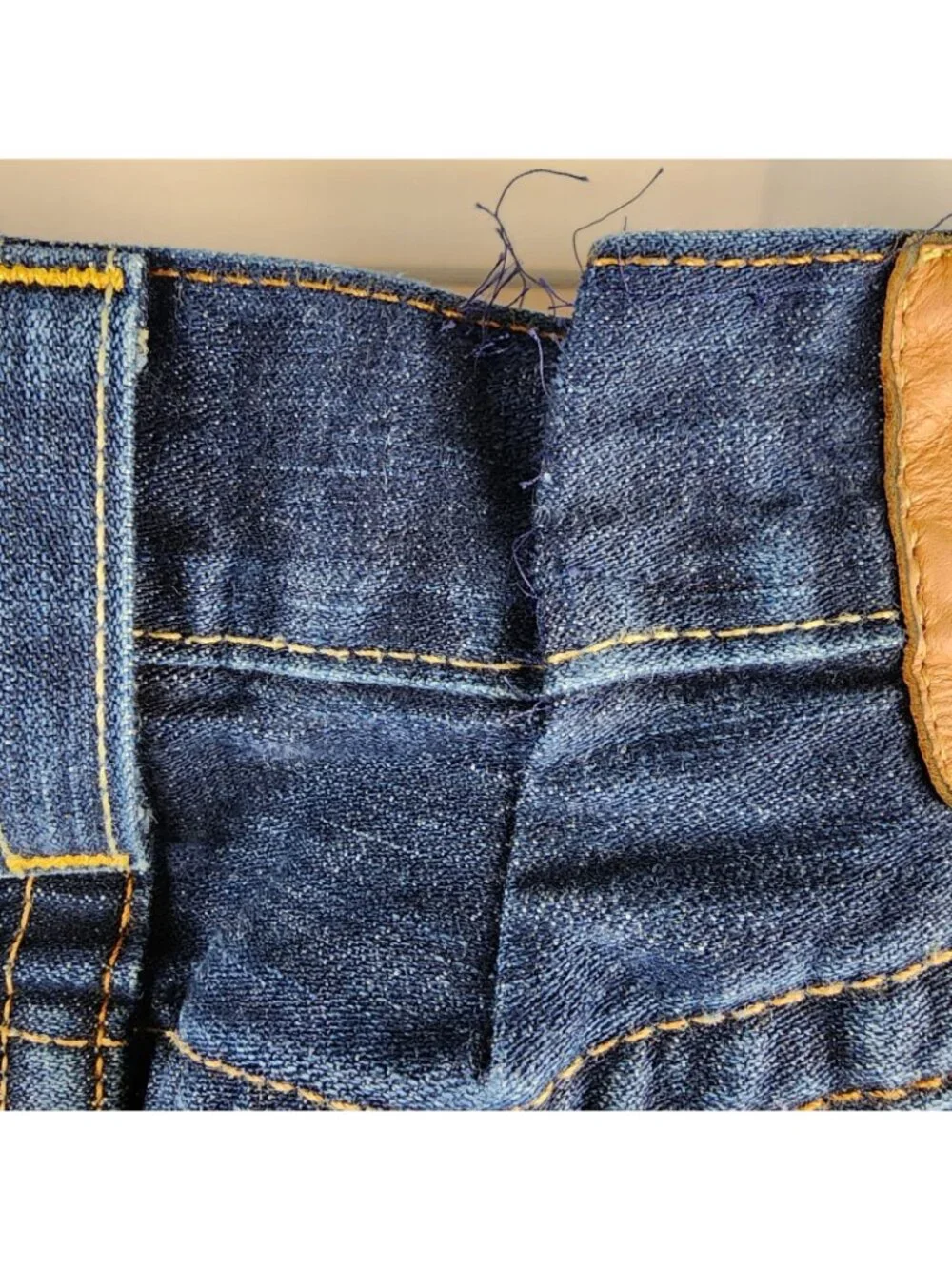 True Religion Jeans Mens 38 Ricky Flap Straight Blue M24859P43 Altered Hem Waist